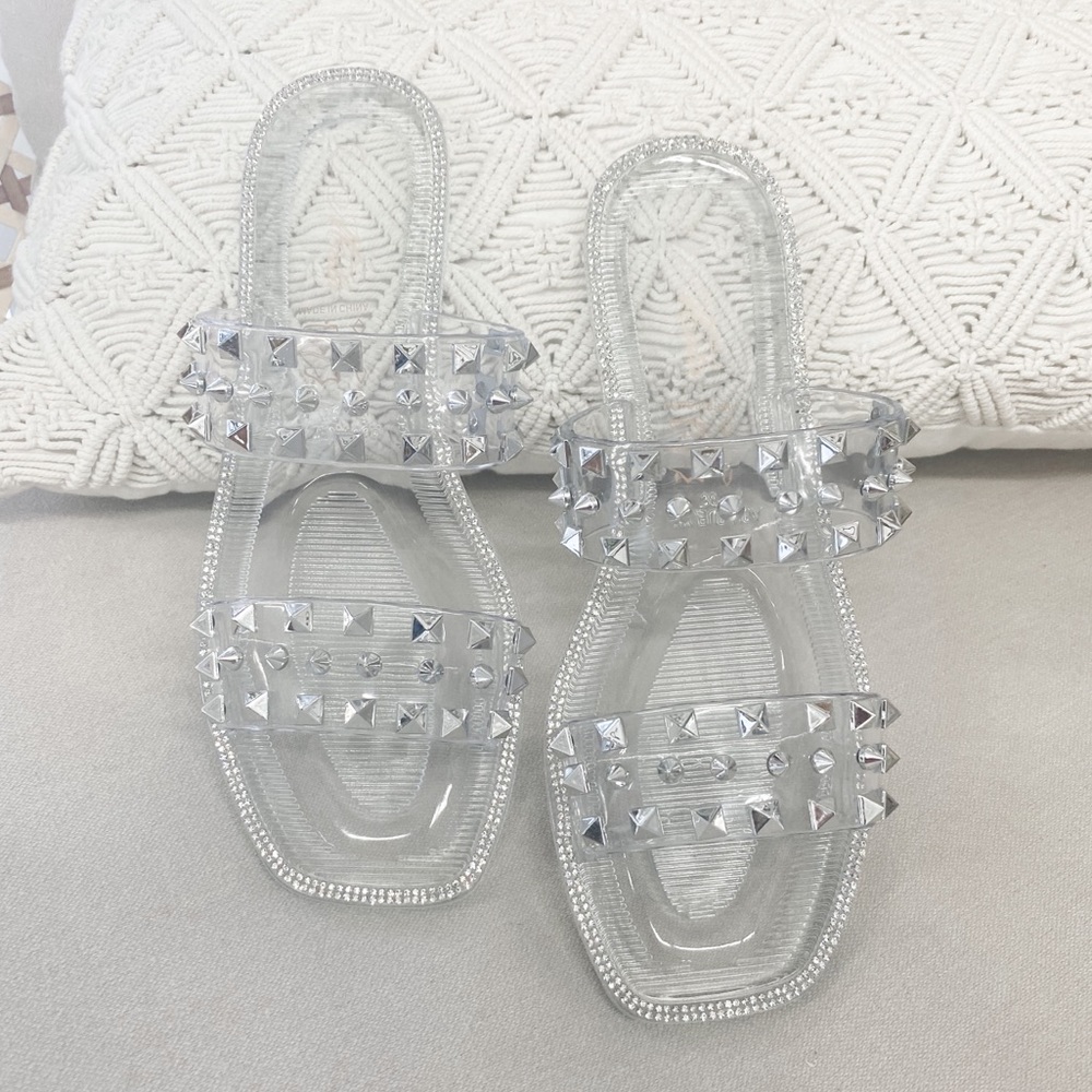 Clear Jelly Studded Sandals